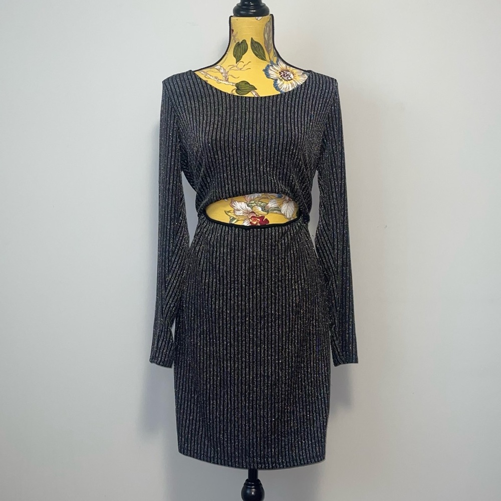 Forever 21+ Black Cut-out Dress with Silver Accents Size 0X